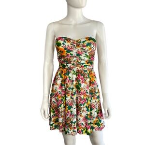 O’Neill Strapless Y2K Floral Ruched Front Dress